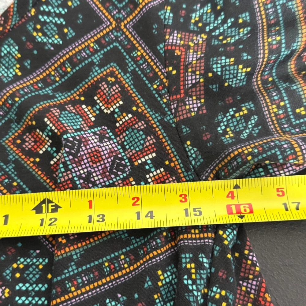 LuLaRoe Tunic Womens XXS Black Multi Geometric Diamond Swing High Low